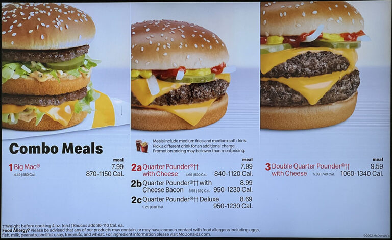 Mcdonalds Combo Menu With Prices