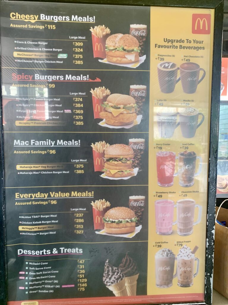 Mcdonalds Menu Delhi With Price